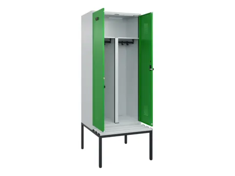 PBM-locker met bank,HxBxD 2120x800x815mm,2vak,vak B 400mm,draaigrendel