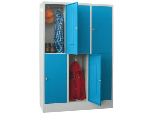 lockerkast,HxBxD 1850x1200x500mm,3x2vakken,RAL7035,front RAL5012
