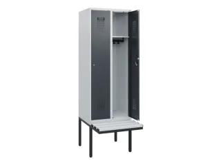 locker met bank,HxBxD 1950x600x815mm,2vak,vak B 300mm,cilinderslot - 1