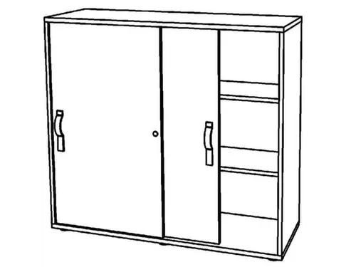 schuifdeurkast,HxBxD 1100x1200x400mm,2xhouten vloer,golfgreep