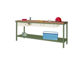 werkbank,HxBxD 900x2000x700mm,onderstel/romp RAL6011,front RAL9010 - 2
