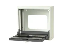 hangkast,v. laptops,HxBxD 410x500x150mm,klapdeur,slot,romp RAL7035