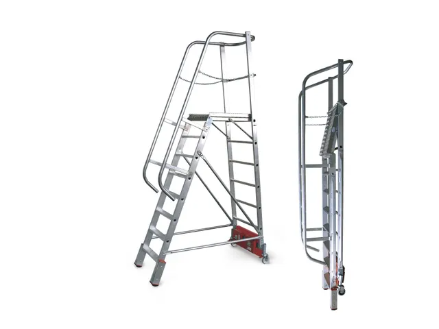 verrijdbare treden-platformladder,eenzijdig,10trede(n),stand H 2,35m