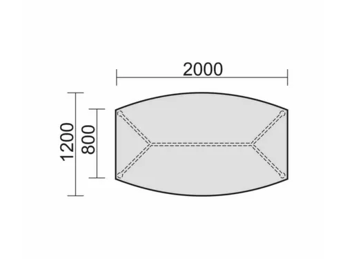 vergadertafel HxBxD 72x200x80cm vatvormig 4voeten Esdoorn Alu