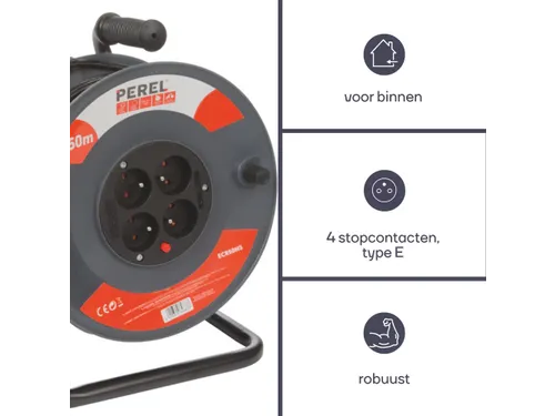 Kabelhaspel 50 M - 3g1.5 - 4 Stopcontacten Penaarde