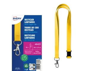 Lanyard Avery rPET geel 440x15mm met karabijnhaak 10 stuks - 2