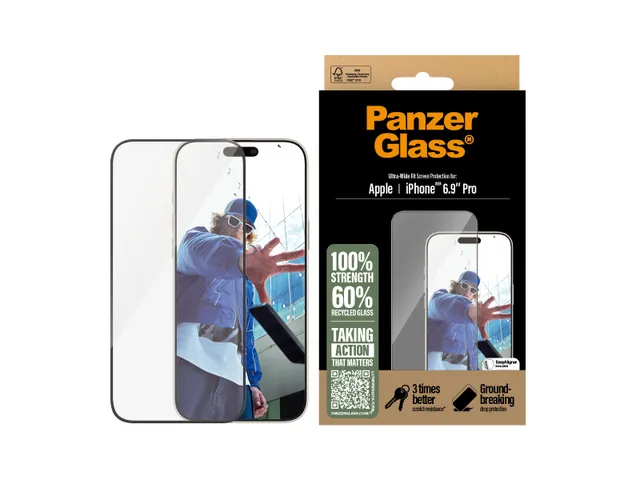 PanzerGlass Screen Protector iPhone 16 Pro Max | Ultra-Wide Fit, Ap