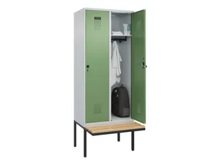 locker met bank,HxBxD 2120x800x815mm,2vak,vak B 400mm,draaigrendel - 1
