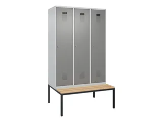 locker met bank,voor scheiding van kleding,HxBxD 2120x1200x815mm,3vak - 2