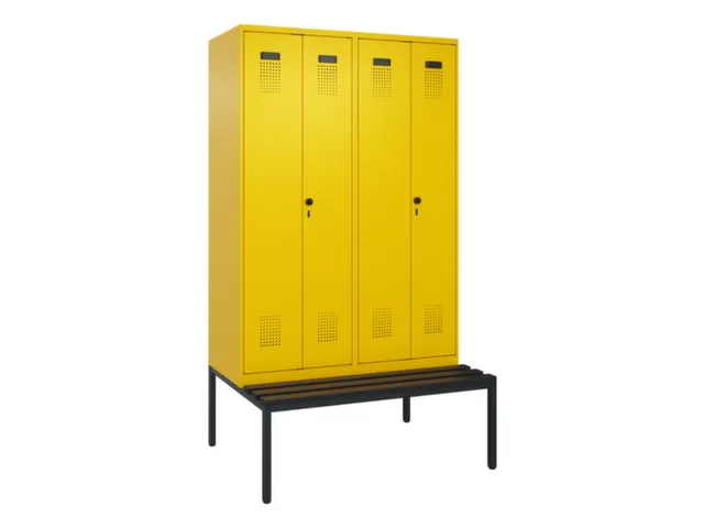 locker met bank,voor scheiding van kleding,HxBxD 2120x1200x815mm,4vak