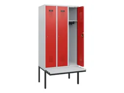 locker met bank,HxBxD 1950x900x815mm,3vak,vak B 300mm,cilinderslot