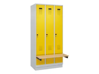 locker met bank,HxBxD 1950x900x815mm,3vak,vak B 300mm,draaigrendel - 2