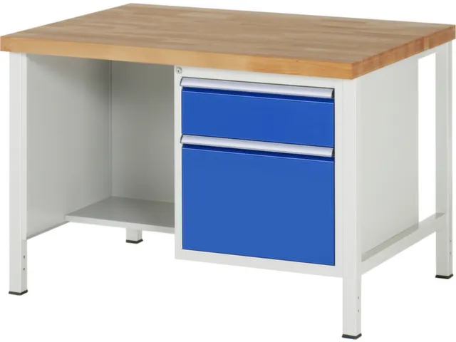 werkbank,HxBxD 840-1040x1250x900mm,beukblad,draagverm. 1250kg,4voeten