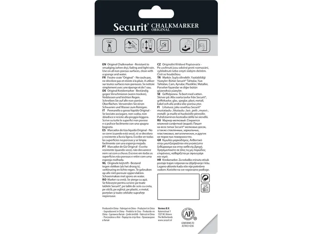 Krijtstift Securit SMA-510 schuin 2-6mm wit blister à 2 stuks