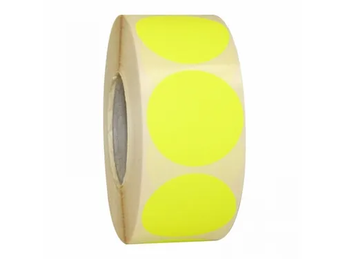Etiket Rond Fluor Geel 25mm Op rol 2000 Stuks