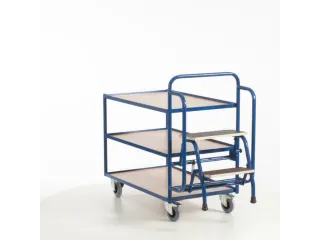 Orderverzamelwagen 990x590mm Totale H 1135mm 3 Etages Hout Ral5010 - 10