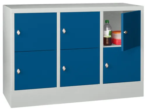 lockerkast,HxBxD 855x1200x500mm,3x2vakken,RAL7035,front RAL5010