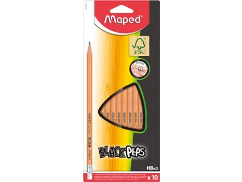 Black'Peps potlood HB, met gum, 10 stuks