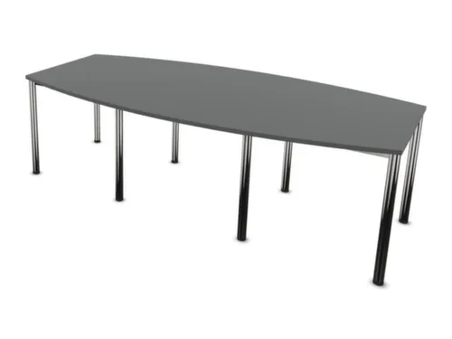 vergadertafel,HxBxD 740x2400x1200mm,vatvormig,MS-donkergrijs