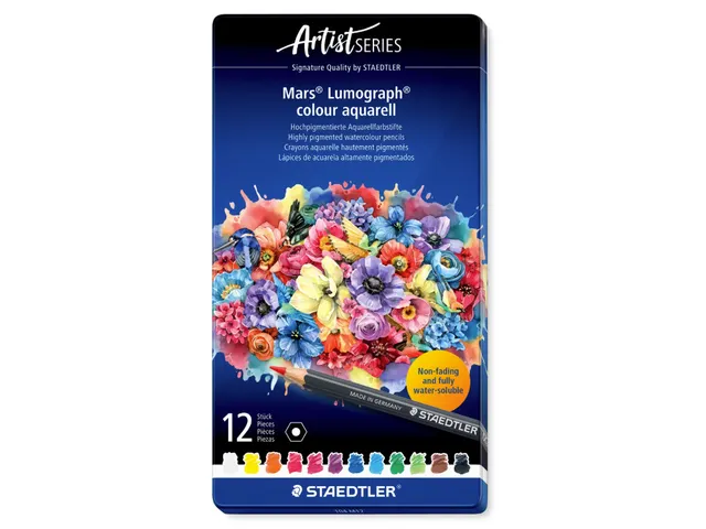 Crayon aquarelle Staedtler Mars Lumograph set 12 couleurs
