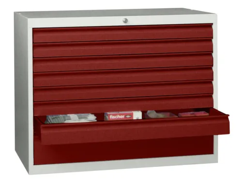 ladekast,HxBxD 800x1023x600mm,8lade(n),cil.-slot,RAL7035,front RAL3000