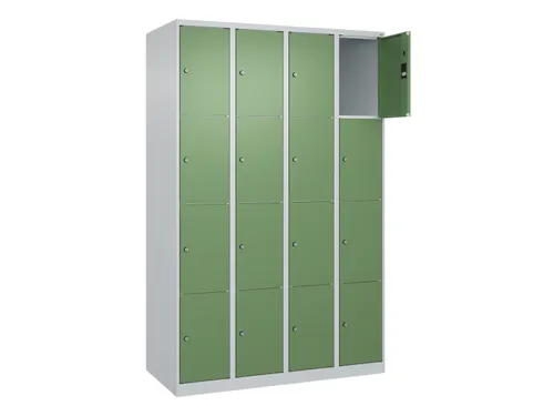 lockerkast,HxBxD 1850x1200x500mm,4x4vakken,vak B 300mm,cil.-slot