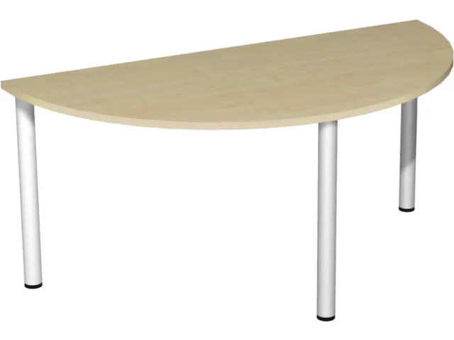 vergadertafel HxBxD 72x160x80cm halfrond 3voeten Esdoorn Alu