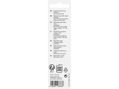 Vulling Faber-Castell Hexo balpen, B, Zwart op blisterkaart