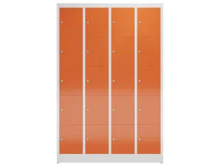 Lockerkast 1800x1185x500mm 4x5 vakken cilinderslot, sokkel, RAL3000 - 2