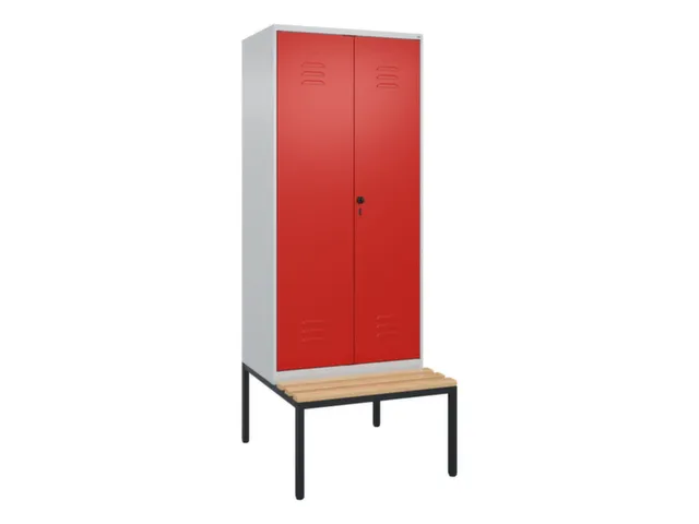 PBM-locker met bank,HxBxD 2120x800x815mm,2vak,vak B 400mm,draaigrendel