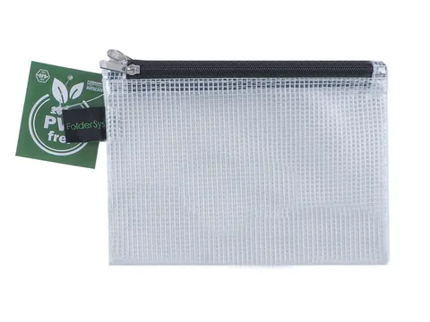 Trousse Foldersys A6 EVA transp sans PVC 2 comp fermeture éclair noir