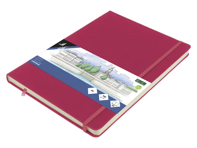 Schetsboek Kangaro A4 ruby PU HC 80 vel 140gr roomwit met elastiek en