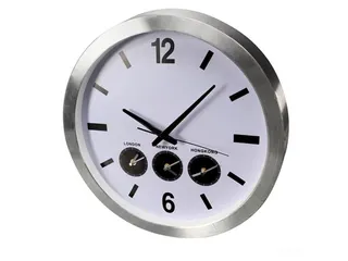Aluminium Wereldklok Met 3 Tijdzones Ø 45.5cm cijfers - 2
