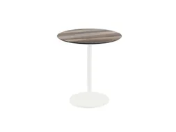 bistrotafel,HxØ 730x700mm,rond,schotelvoet wit,blad HPL Tropical Wood