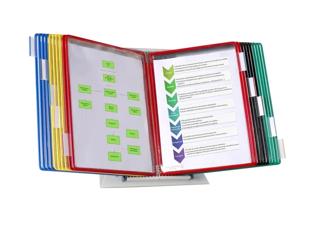 Système de présentation pupitre Tarifold A4 métal 20 poches assorti
