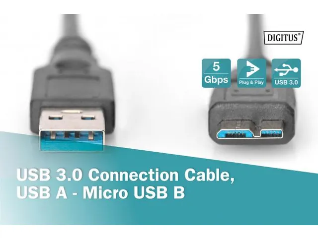 USB 3.0-aansluitkabel USB A - Micro USB B M/M 0,25m Zwart