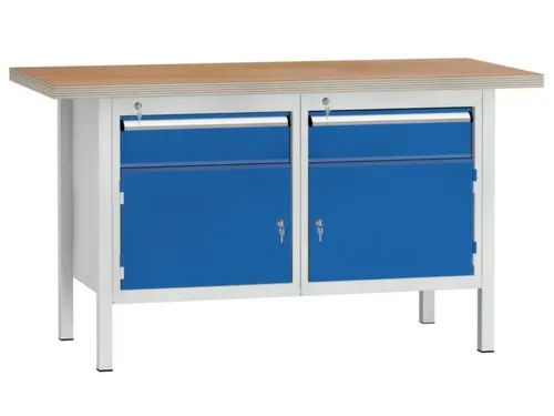 Werkbank 840x1500x700mm 2laden 150mm 2 Kastvakken 350mm Ral7035