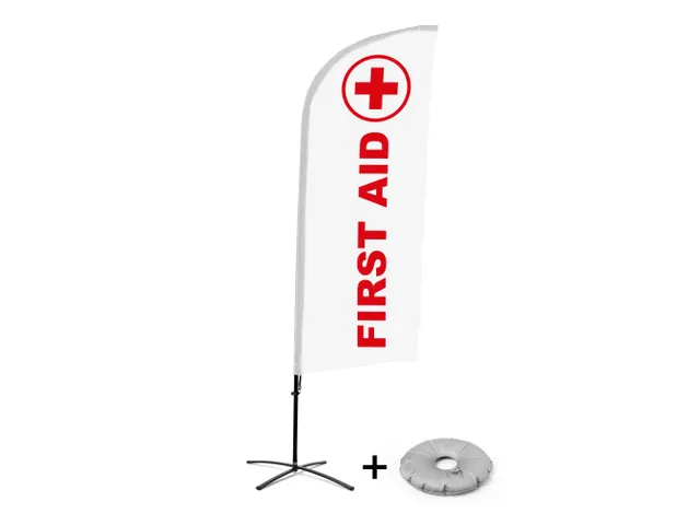 Promotievlag Alu Wind complete set "First Aid" kruisvoet Zwart