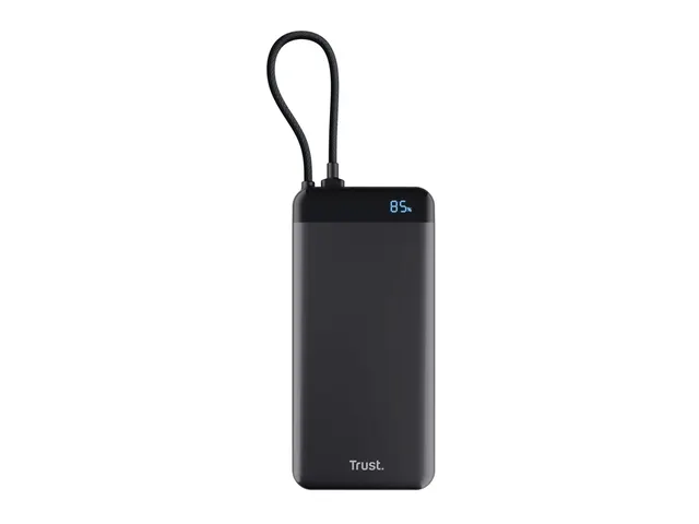 Powerbank Trust Fiera 20.000 met kabel 2 USB-poorten zwart