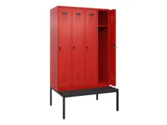 locker met bank,HxBxD 2120x1200x815mm,4vak,vak B 300mm,draaigrendel