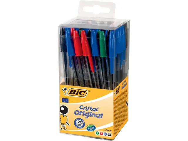 Balpen Bic Cristal medium assorti in tubo verpakking