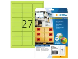 HERMA 5143 Gekleurde etiketten A4 63,5x29,6mm Neon Groen 540 stuks