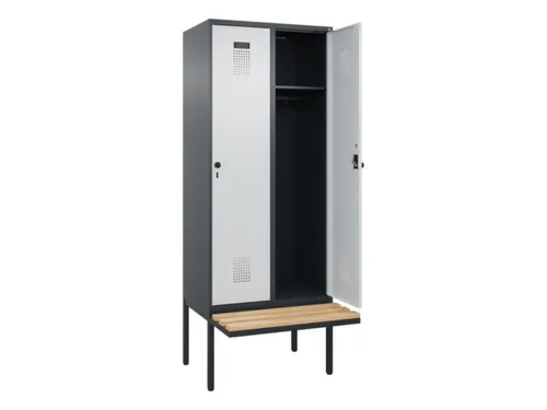 locker met bank,HxBxD 2120x800x815mm,2vak,vak B 400mm,draaigrendel