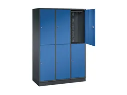 Dubbeldekse garderobekast,RAL 7035/RAL 3003,HxBxD 1950x1220x500mm