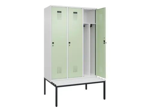 locker met bank,voor scheiding van kleding,HxBxD 2120x1200x815mm,3vak