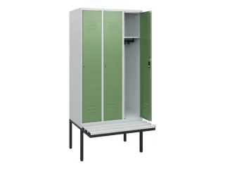 locker met bank,HxBxD 1950x900x815mm,3vak,vak B 300mm,cil.-slot - 2