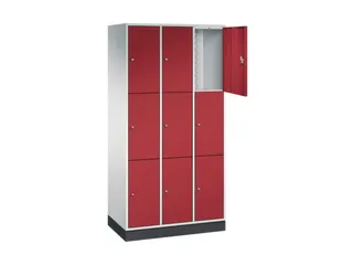 lockerkast,RAL 7035/RAL 3003,HxBxD 1950x920x500mm,3x3vakken,cil.-slot - 1