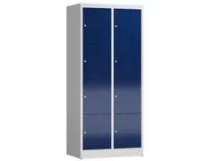 Lockerkast 1800x800x500mm 2x4 vakken cilinderslot, sokkel, RAL5010