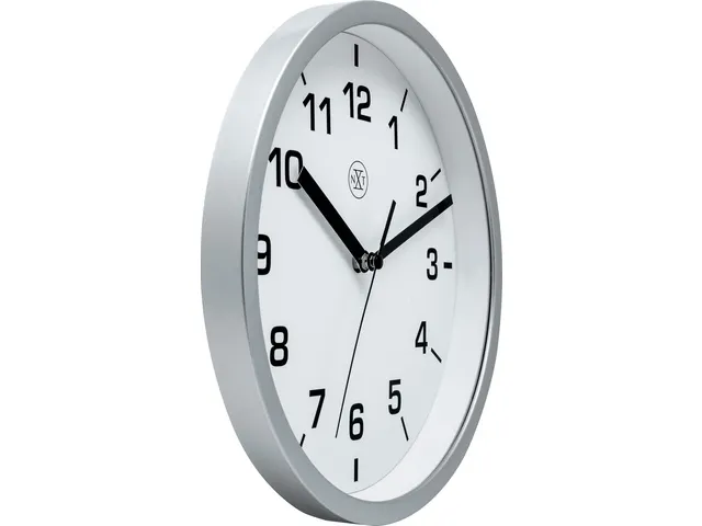 Horloge murale NXT Ø20cm plastique argent cadran blanc