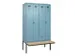 locker met bank,voor scheiding van kleding,HxBxD 2120x1200x815mm,4vak